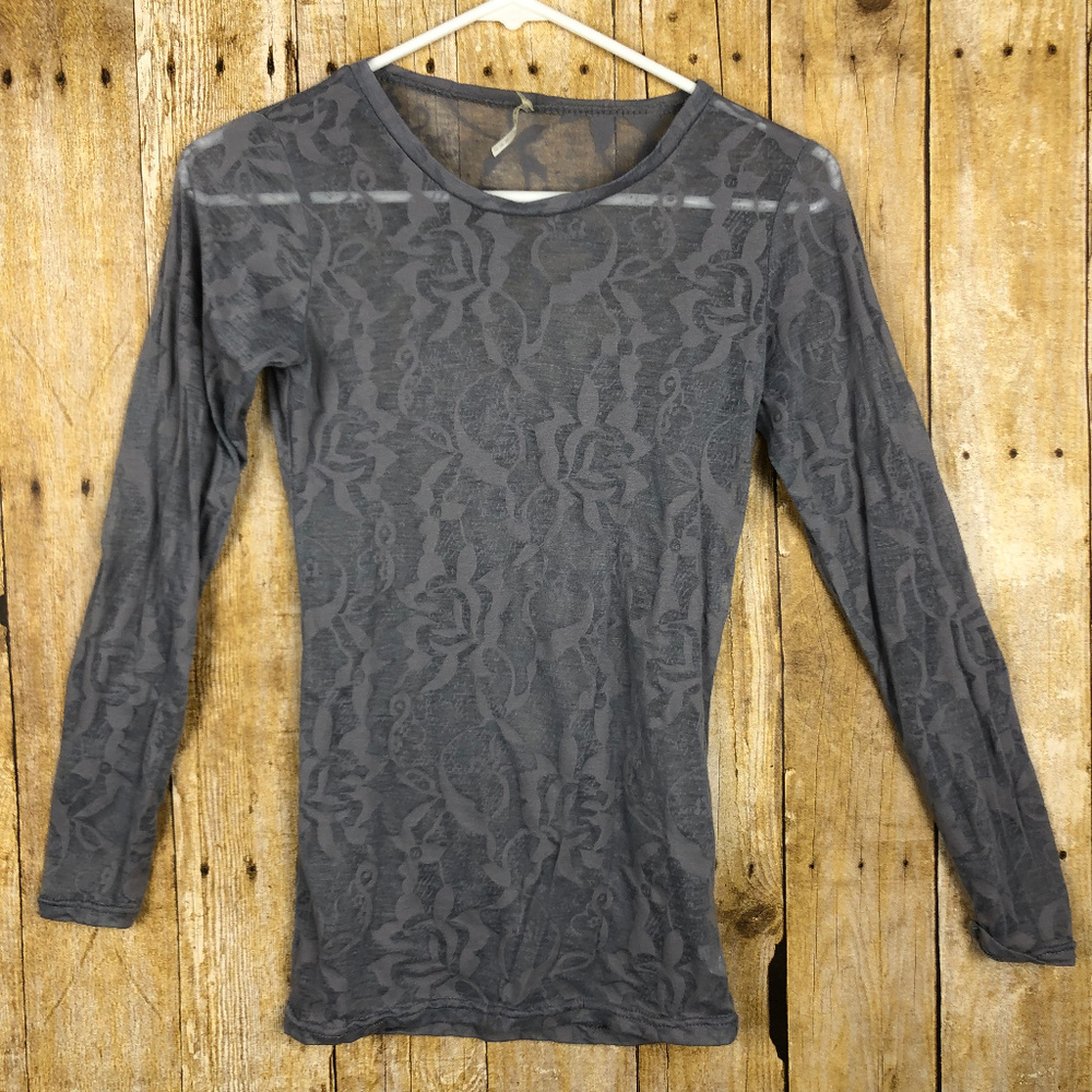 Nine 1 Eight Sheer Long Sleeve Floral Shirt